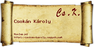 Csokán Károly névjegykártya